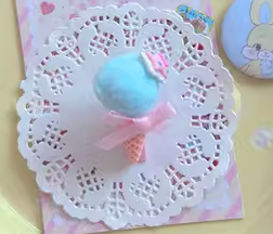 Bear Doll~Candy Color~Kawaii Lolita Cute Ice Cream Hair Clips pink and blue star ice cream  