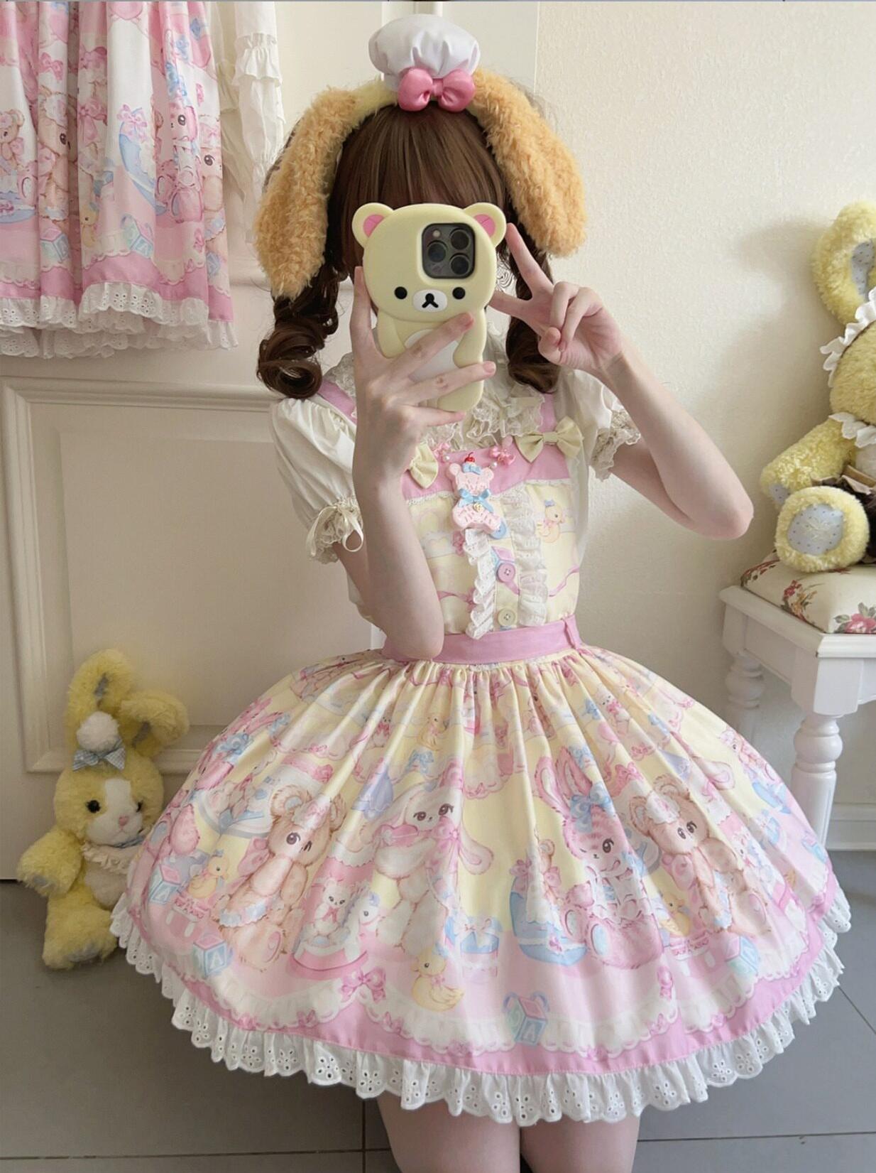 Bear Sweet - Printed Sweet Lolita Salopette Dress 44870:829580