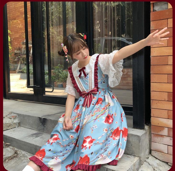 (BFM)Southern Cross~Fishball Type 2 Fly Sleeve JSK Print Lolita Dress   