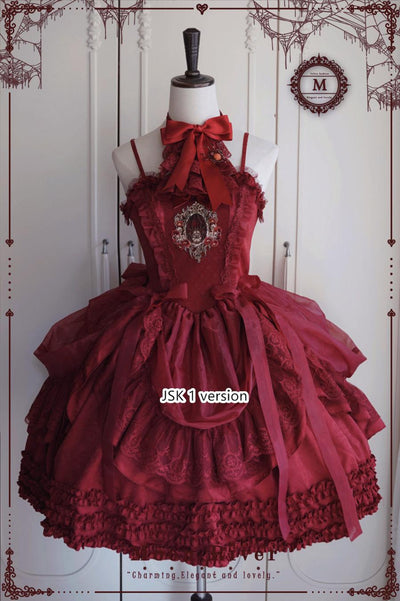 (BFM)Moon River~Gothic Lolita Dress in Red and Black Color S red JSK 1 version 