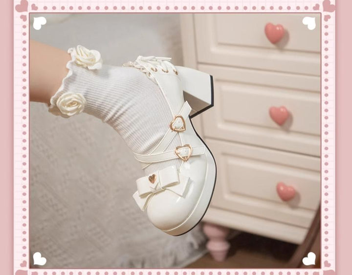 Milk Bun Bunny~Sweet Lolita High Heel Bow Princess Lolita Shoes