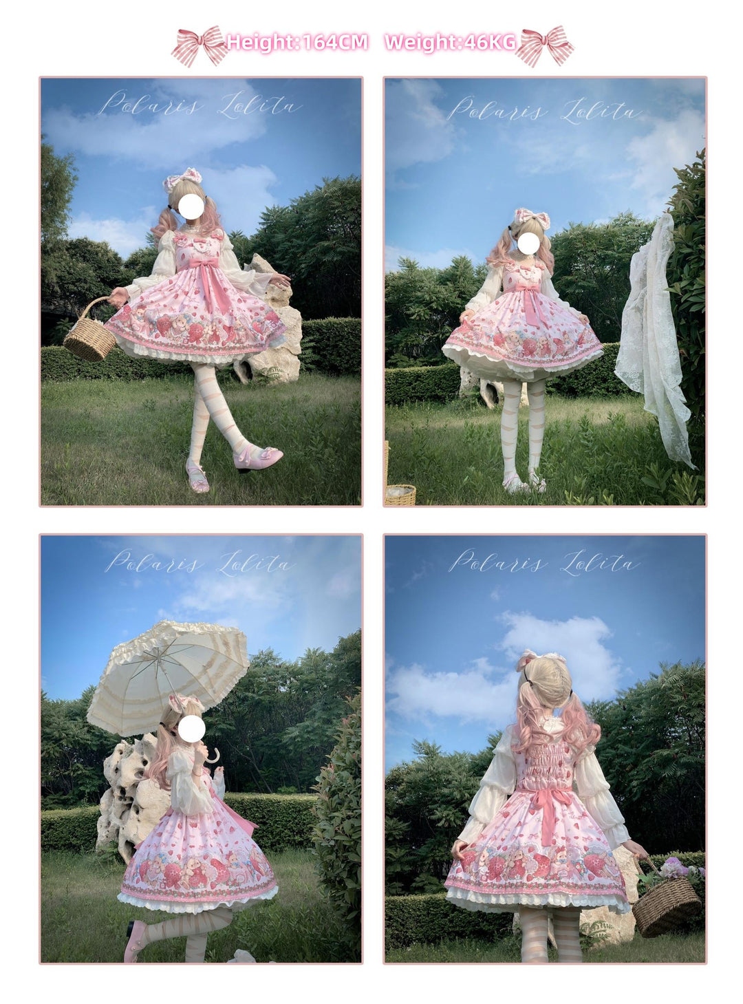 Polaris Lolita~Rabbit Berry Gift Box~Sweet Lolita JSK Pink Lolita Dress   