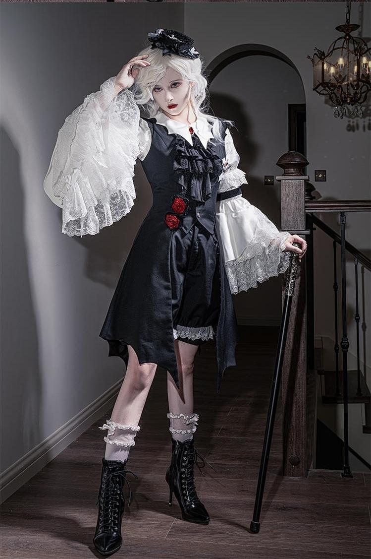 CastleToo~Night Rose~Elegant Ouji Lolita Suits With Lolita JSK And Shorts   