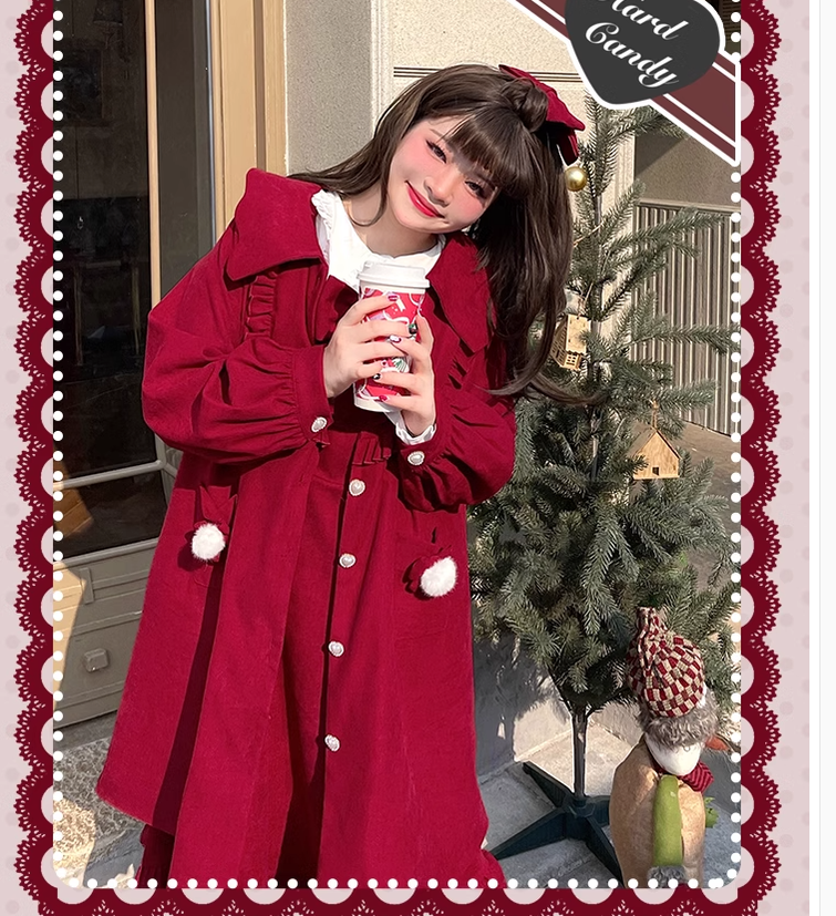 Hard Candy~Christmas Lolita Coat Plus Size Lolita Long Overcoat   