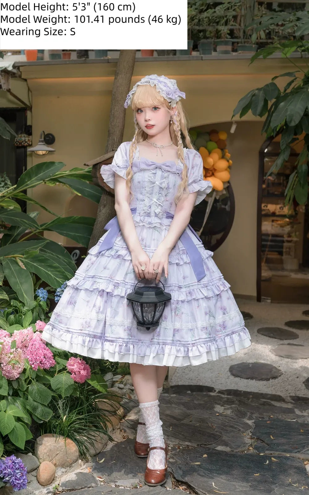 Purple Blossom Romance - Chiffon Classic Lolita OP Dress, Floral Print