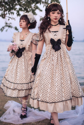 CR Cat Romance~Coconut Milk Boo Boo~Elegant Lolita Polka Dot OP   