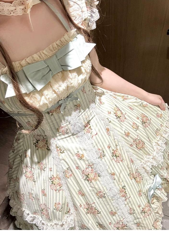 Meeting Austen - Cotton Classic Lolita Rose Printed OP Dress 45736:860045