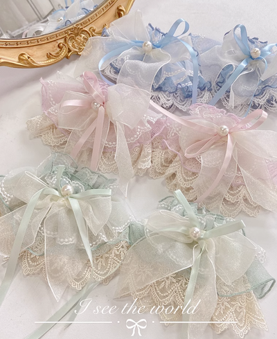 Mieye~Elegant Lolita Bonnet Cuffs Hairclip Accessories Multicolors a pair of pink cuffs  