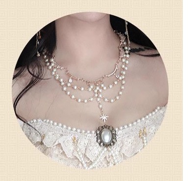 (BFM)Sweet Wood~Aphrodite's Dream~Vintage Lolita Wedding Tea Party Lolita Dress S pearl necklace 