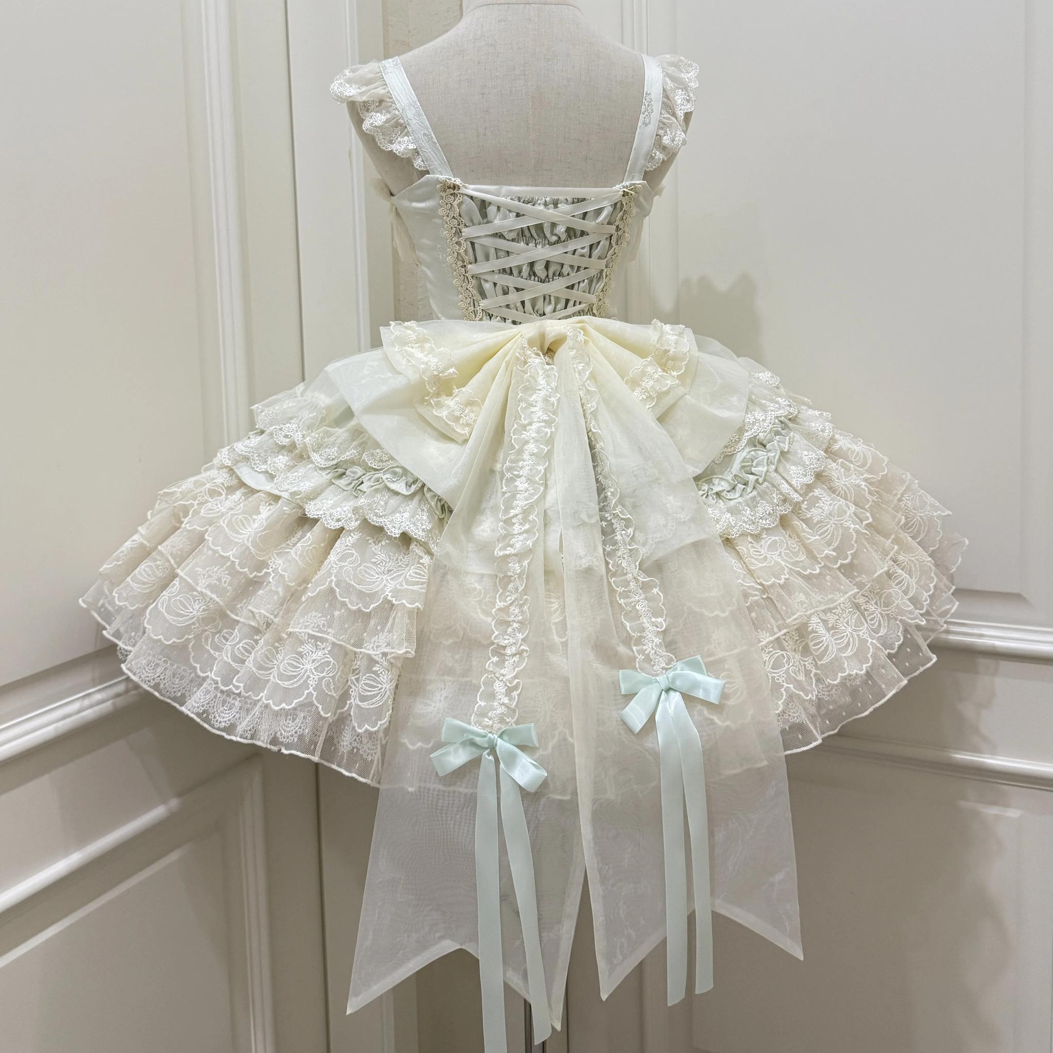 Sugar Girl - Ribbons of Love - Sweet Lolita JSK Dress, Tiered Ruffles 43767:785756