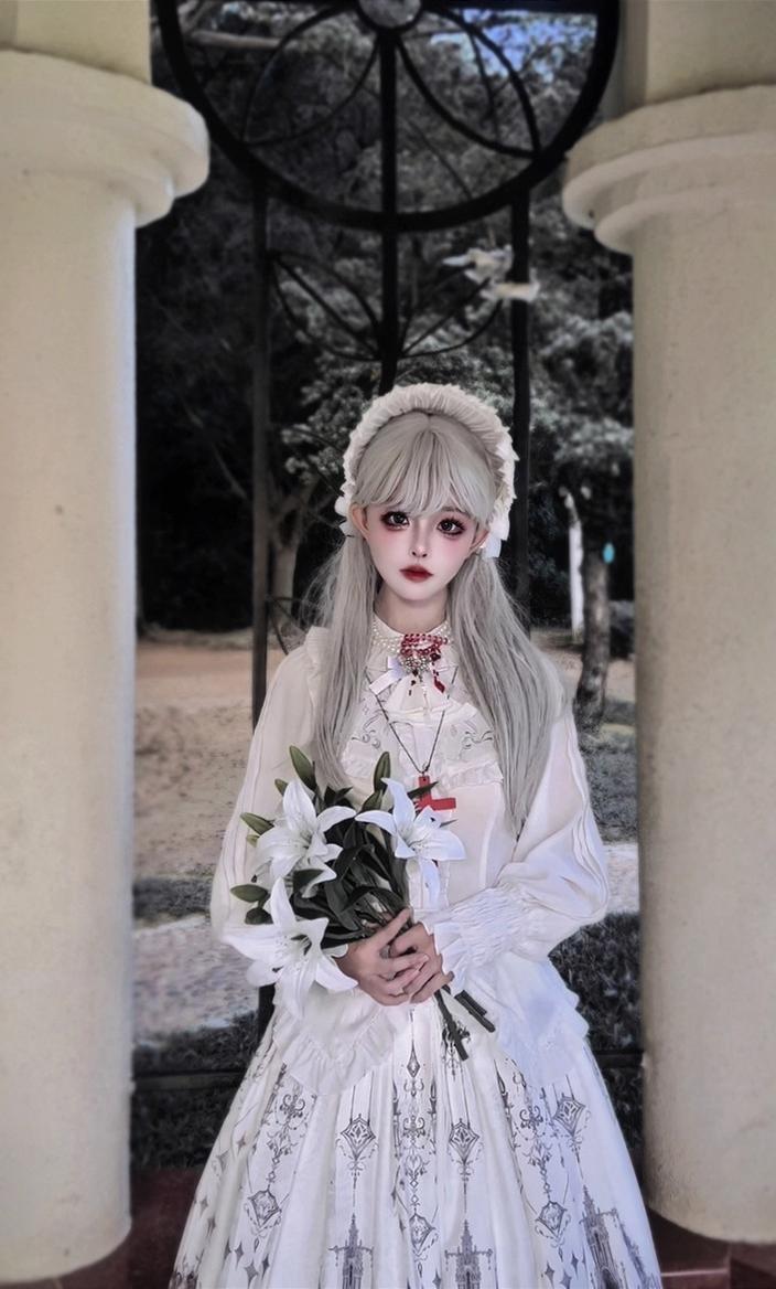 Luoluan Lolita - Fallen Angel - Printed Gothic Lolita Skirt Outfit