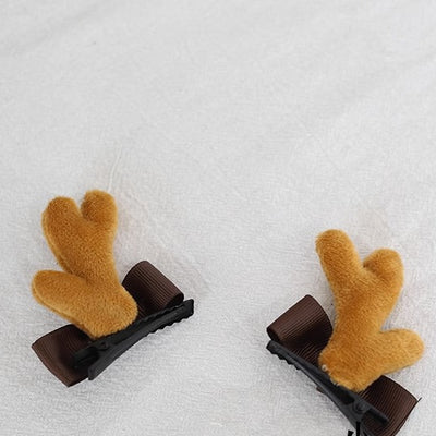 Xiaogui~Kawaii Lolita Deer Horns Hair Clips Christmas a pair of deer hairpin with bows  
