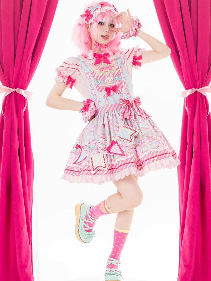Letters from Unknown Star - Candy Park - Sweet Lolita Print Jumper Dress 29486:776788