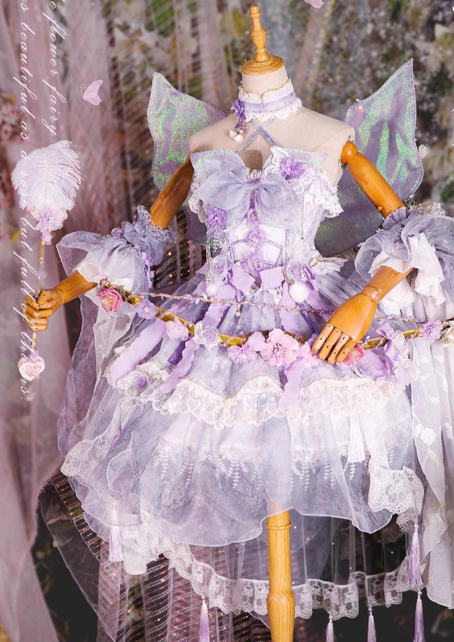 (BFM)Bramble Rose~Butterfly Love Dream~Sweet Lolita SK Full Set Butterfly Theme Gorgeous Dress   