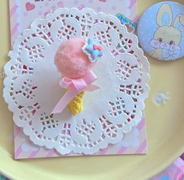 Bear Doll~Candy Color~Kawaii Lolita Cute Ice Cream Hair Clips yellow powder star ice cream  