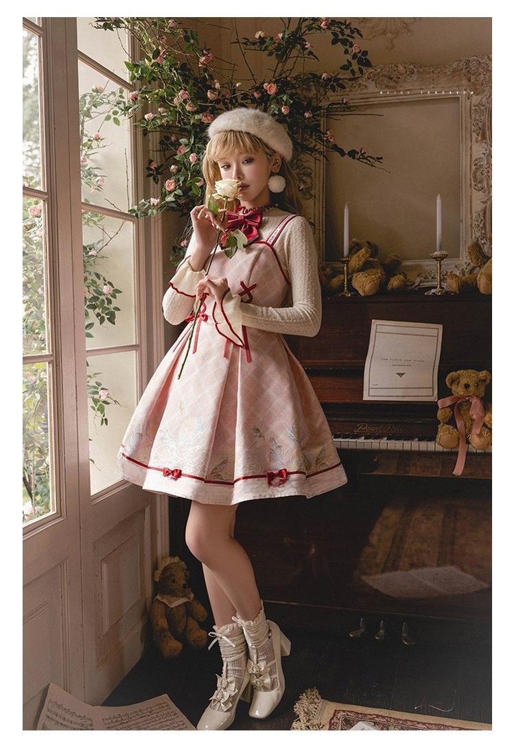 Nikki Tomorrow~Poetic Bloom~Pink Sweet Lolita JSK Dress and Sweater