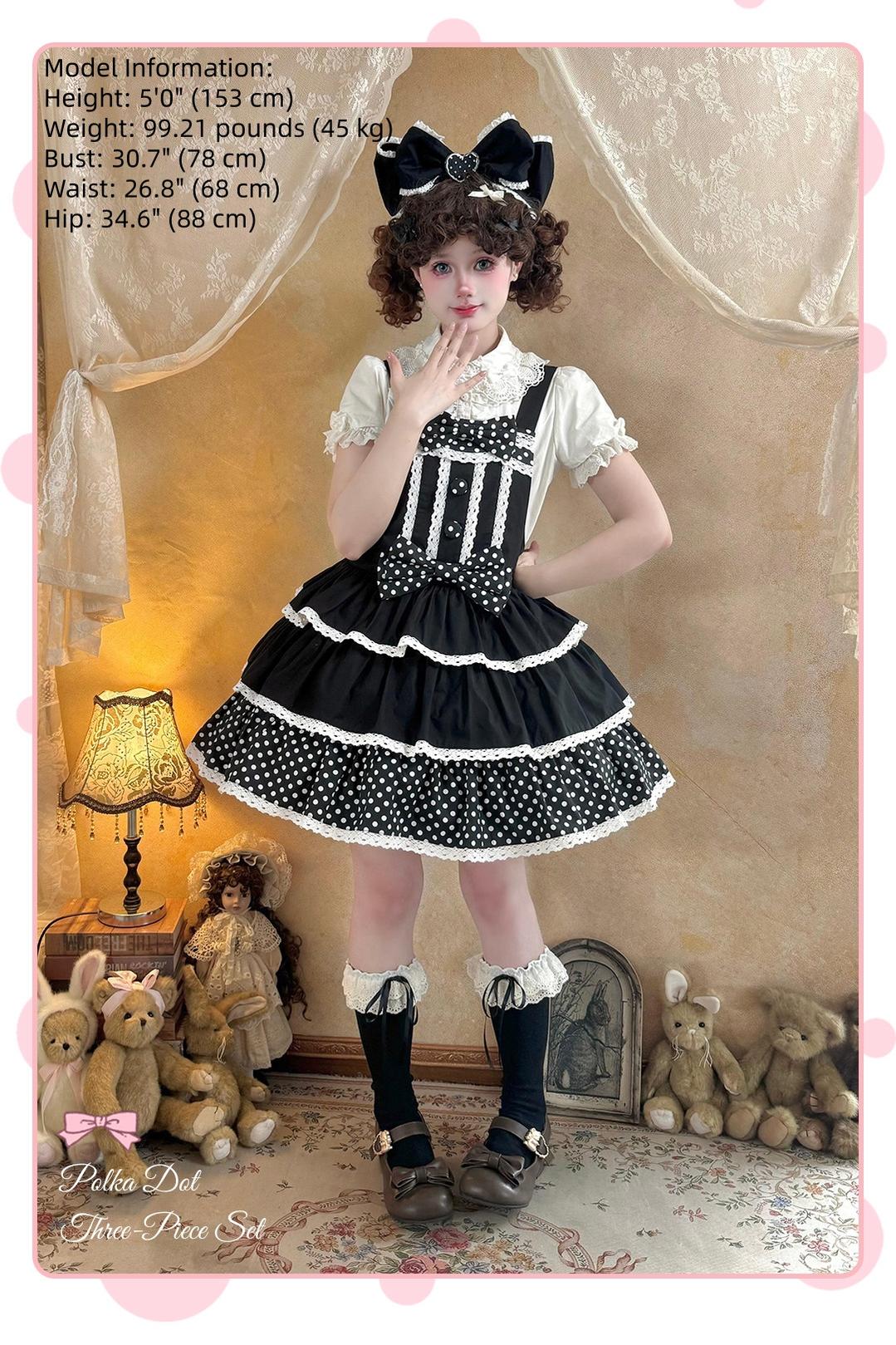 Cotton Sweet Lolita Polka Dot JSK & Salopette Dress 45589:853493
