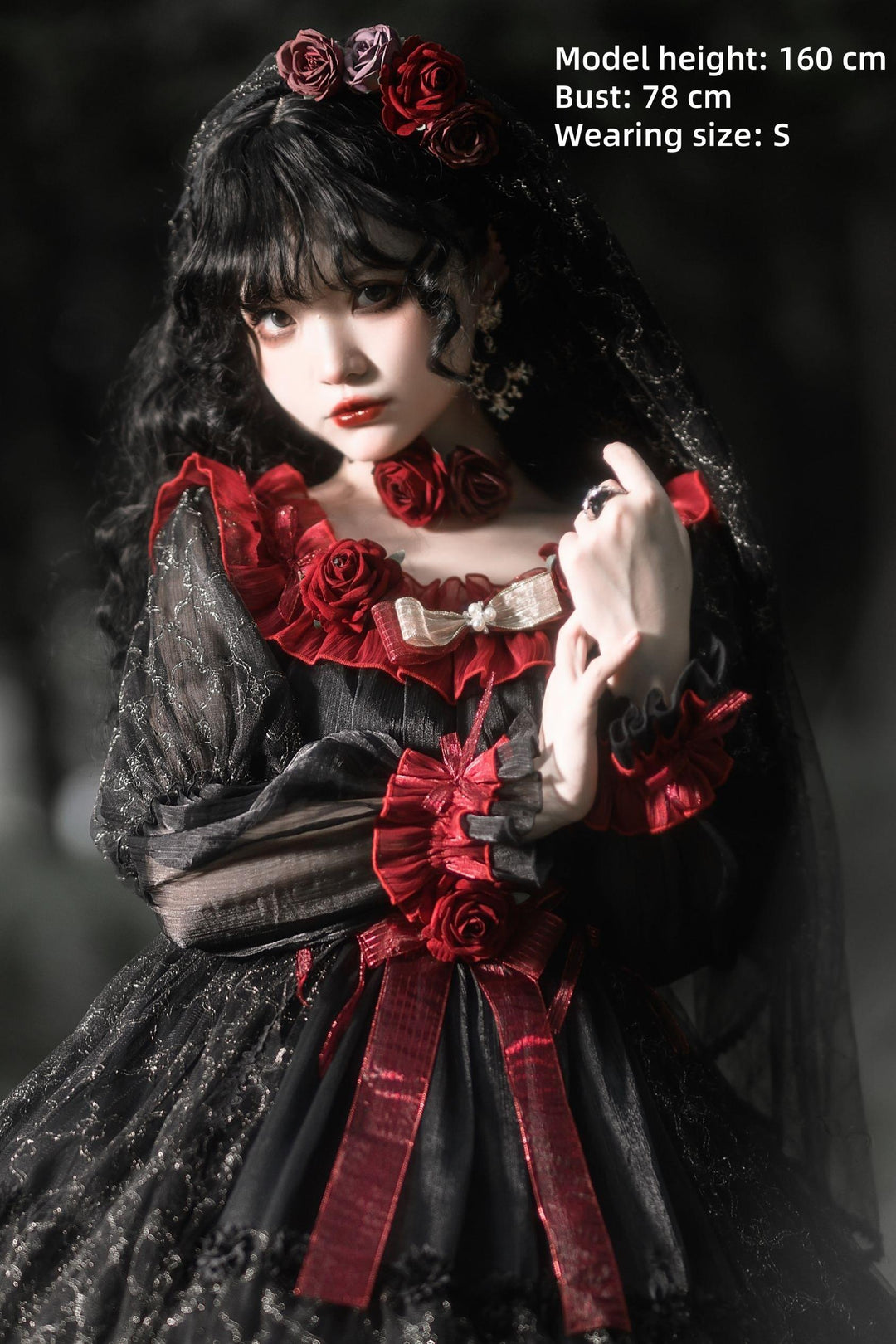 Uncle Wall Original~Night of Berea~Gothic Lolita OP Black and Red Lolita Dress