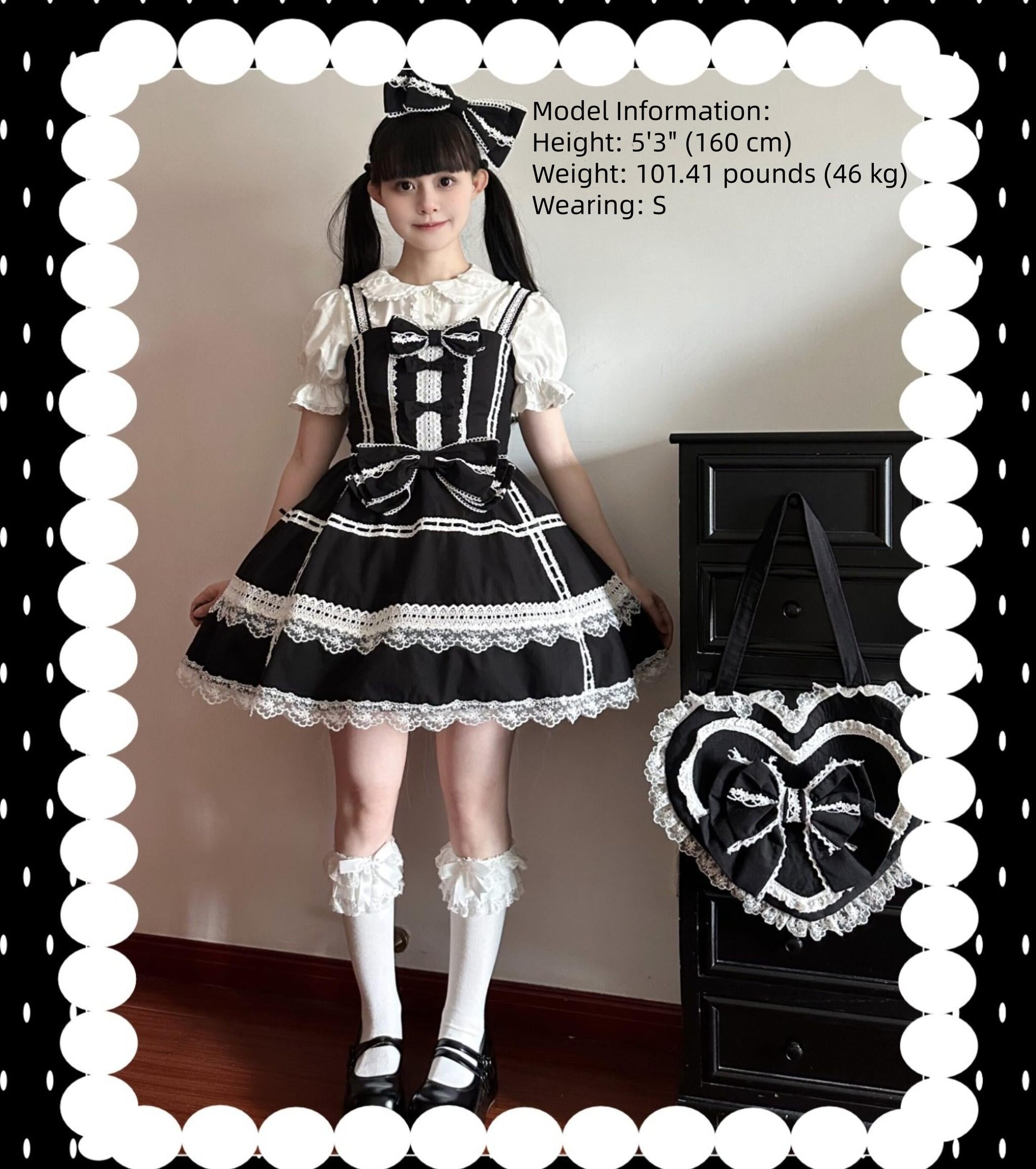 Old Heartache - Cotton Old School Lolita JSK Dress with Bows 45600:854553
