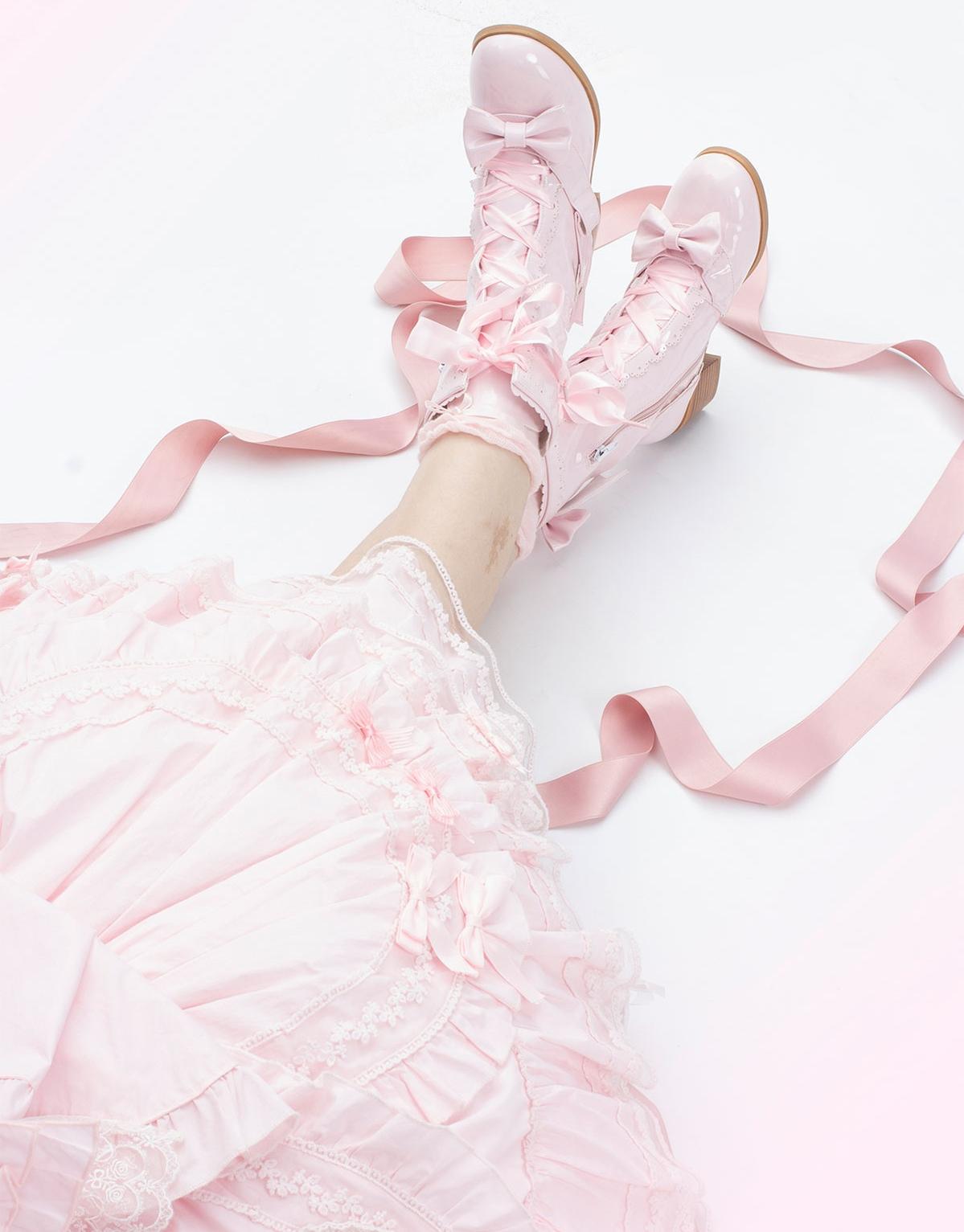 Sheep Puff - Sheepy Hooves - Kawaii Lolita Mid-Calf Boots, Side Zipper