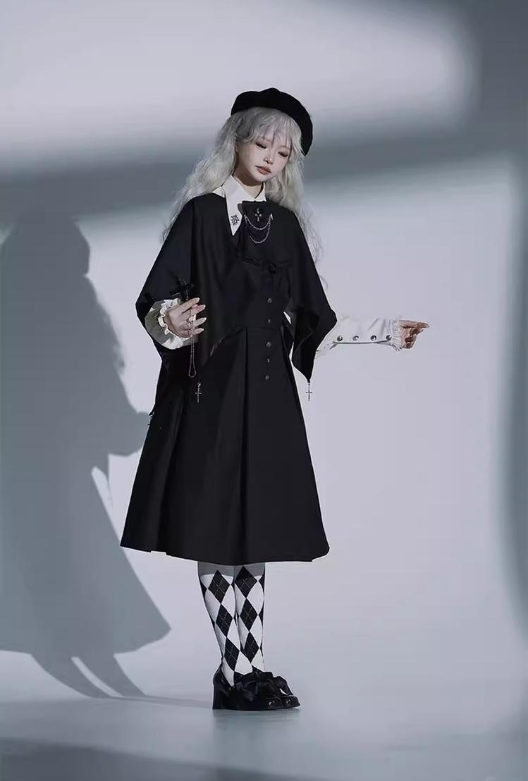 CastleToo - Night Raven Magic - Ouji Lolita Dress Set Prince Suspender Shorts Cape