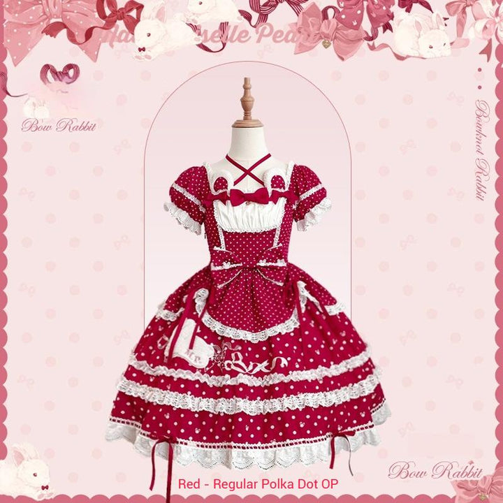 Mademoiselle Pearl~Bow Rabbit~IP Collab Sweet Lolita OP in Multiple Styles 43054:764070