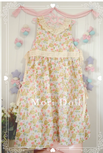 Mori Doll~Mori Style Apron~Daily Lolita Colorful Patterns Apron Dress free size chrysanthemum print 
