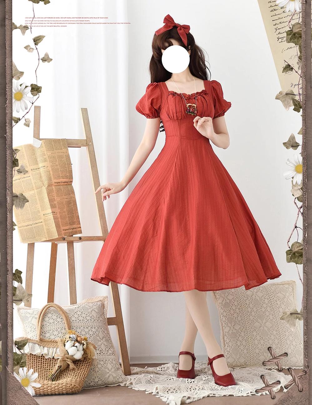 Forest Wardrobe~Forest Gallery~Classic Lolita OP Dress Vintage Cake Tail Dress   