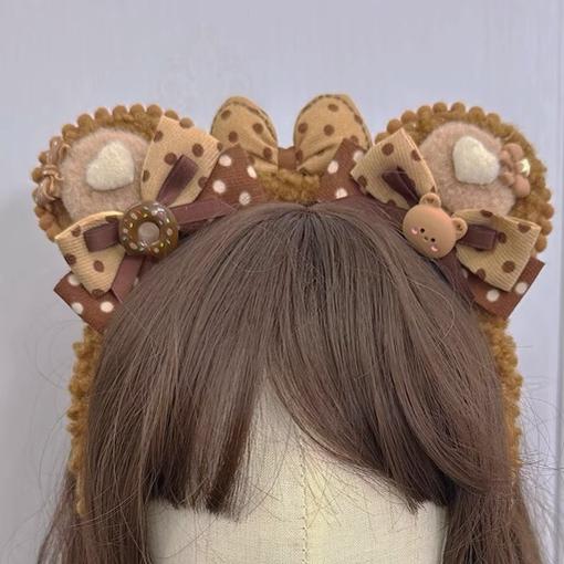 Pretty Girl Lolita~Sweet Lolita Chocolate Color Bear Headdresses   
