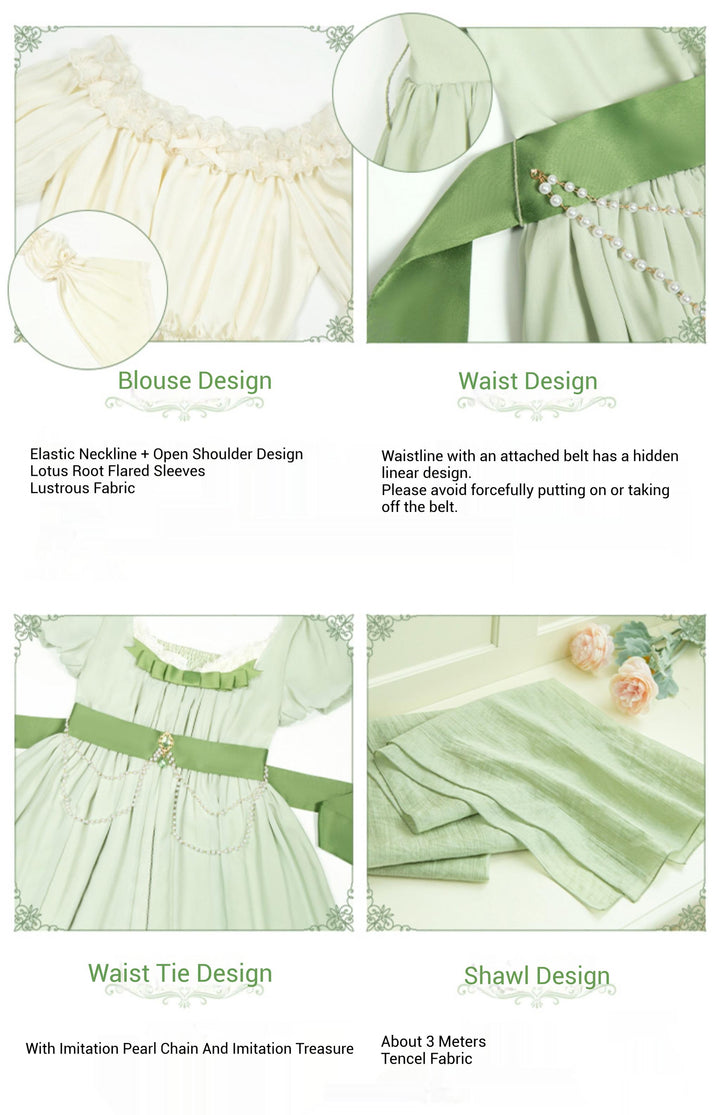 With PUJI~Blooming Rose~Chiffon Classic Lolita Dress Set Painting Styled OP & JSK 42925:758725