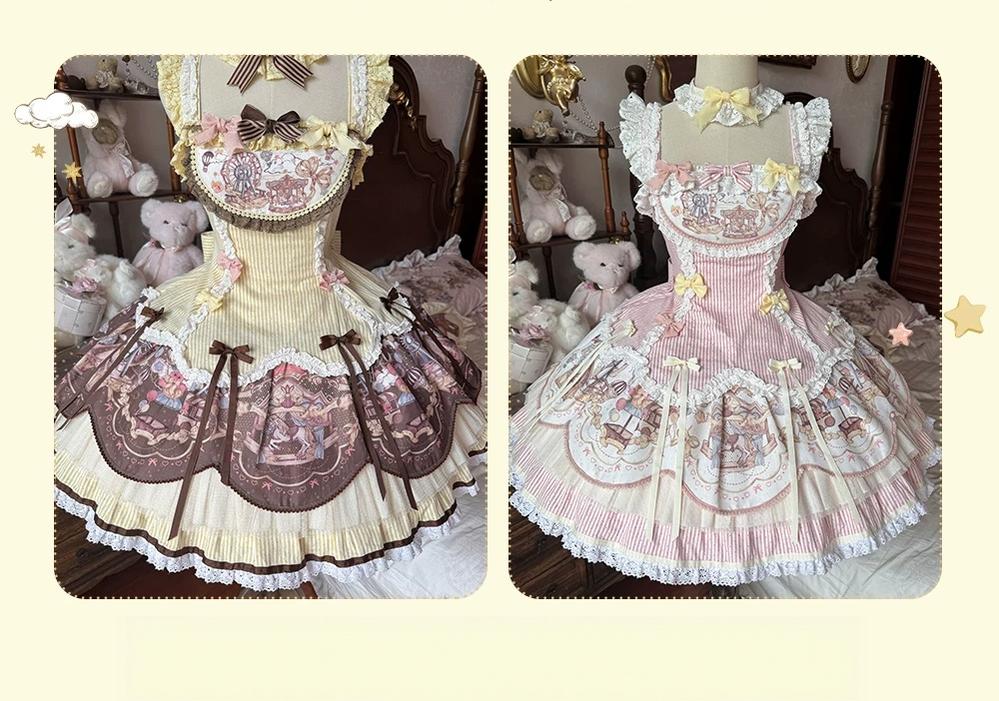 Sunset Ferris Wheel - Sweet Lolita JSK Dress Set, Amusement Park Print 46036:873086