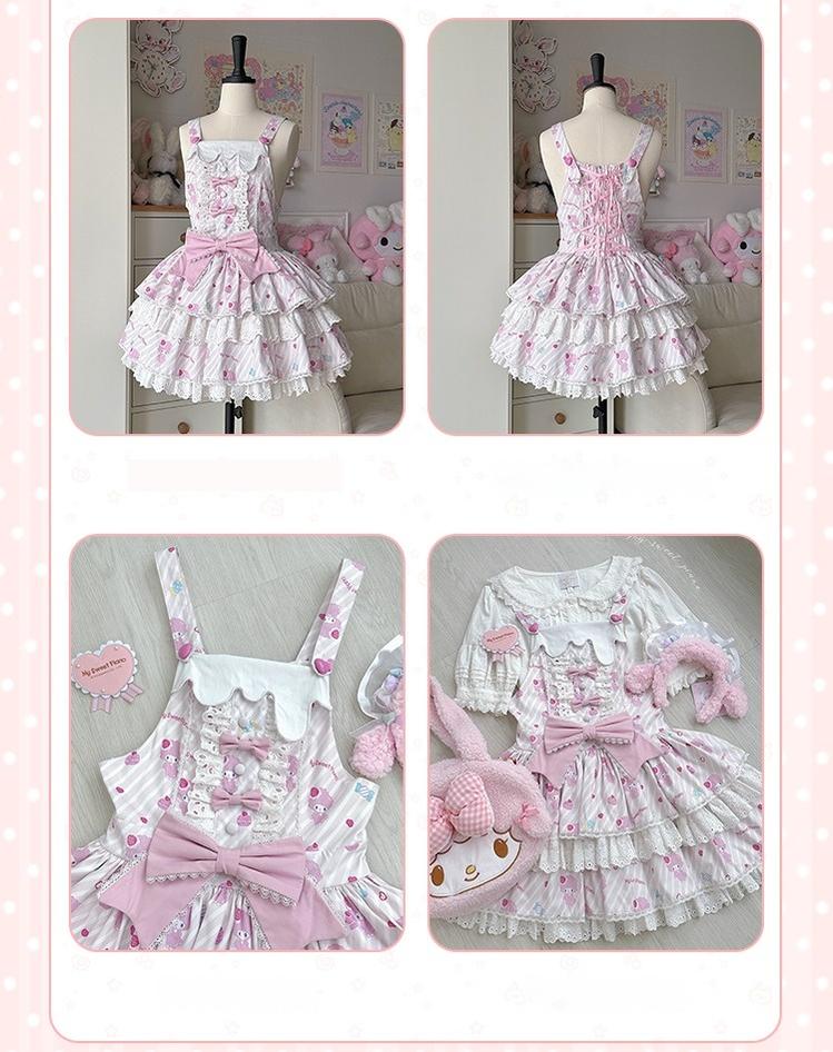 Confession Balloon~MBianyi Nuo Cream Pinafore~Sweet Lolita Loose Salopette Tiered Skirt 40690:673232