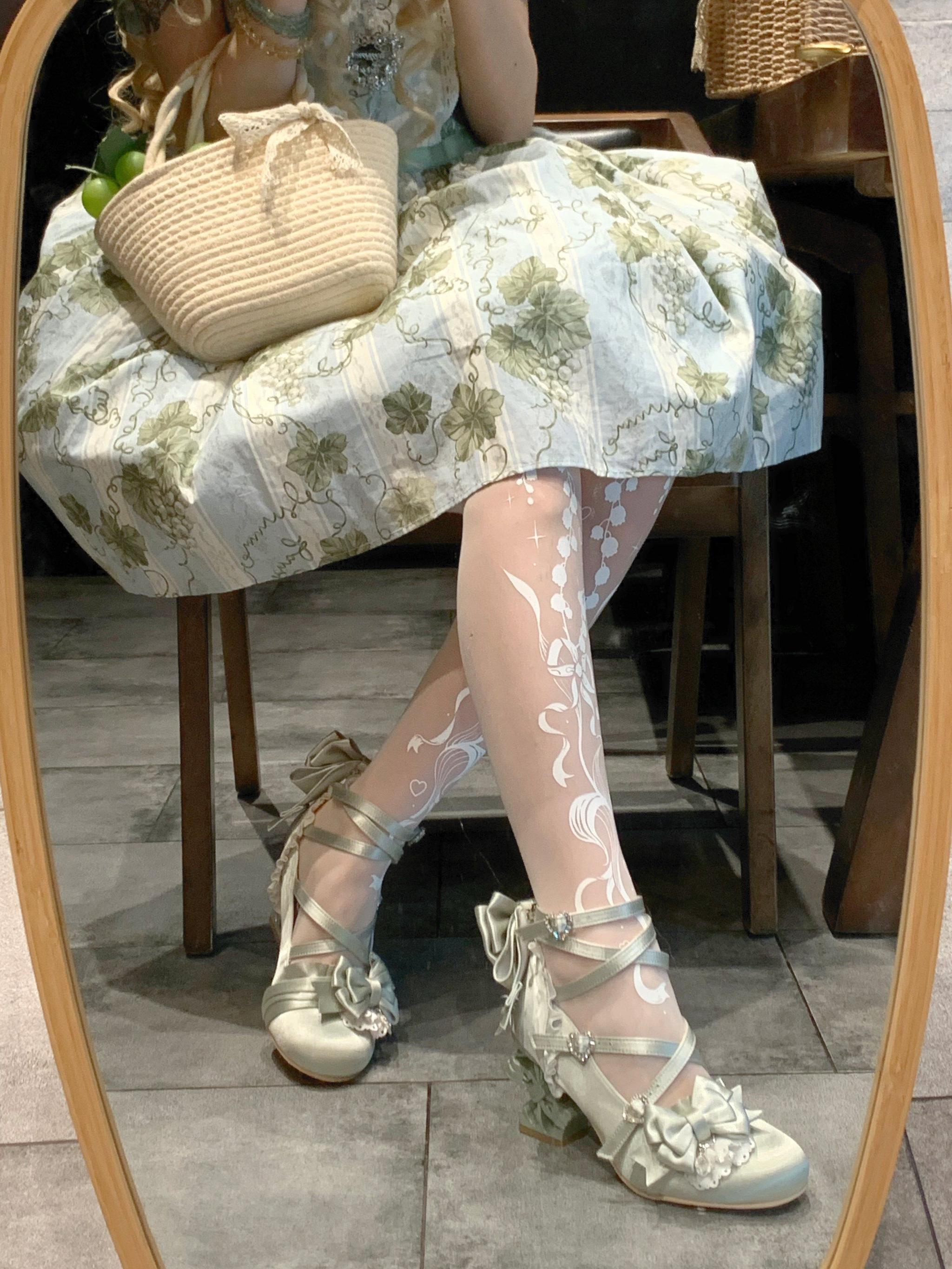 Thousand Knots - Classic Lolita Satin Heels Shoes, Bow-shaped Heel