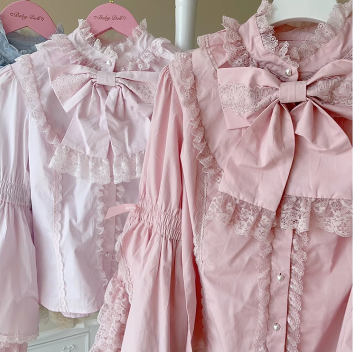 (BFM)Plum Tree~Liliya's Secrets~Cotton Lolita Shirt Princess Sleeve Gorgeous Lolita Blouse   