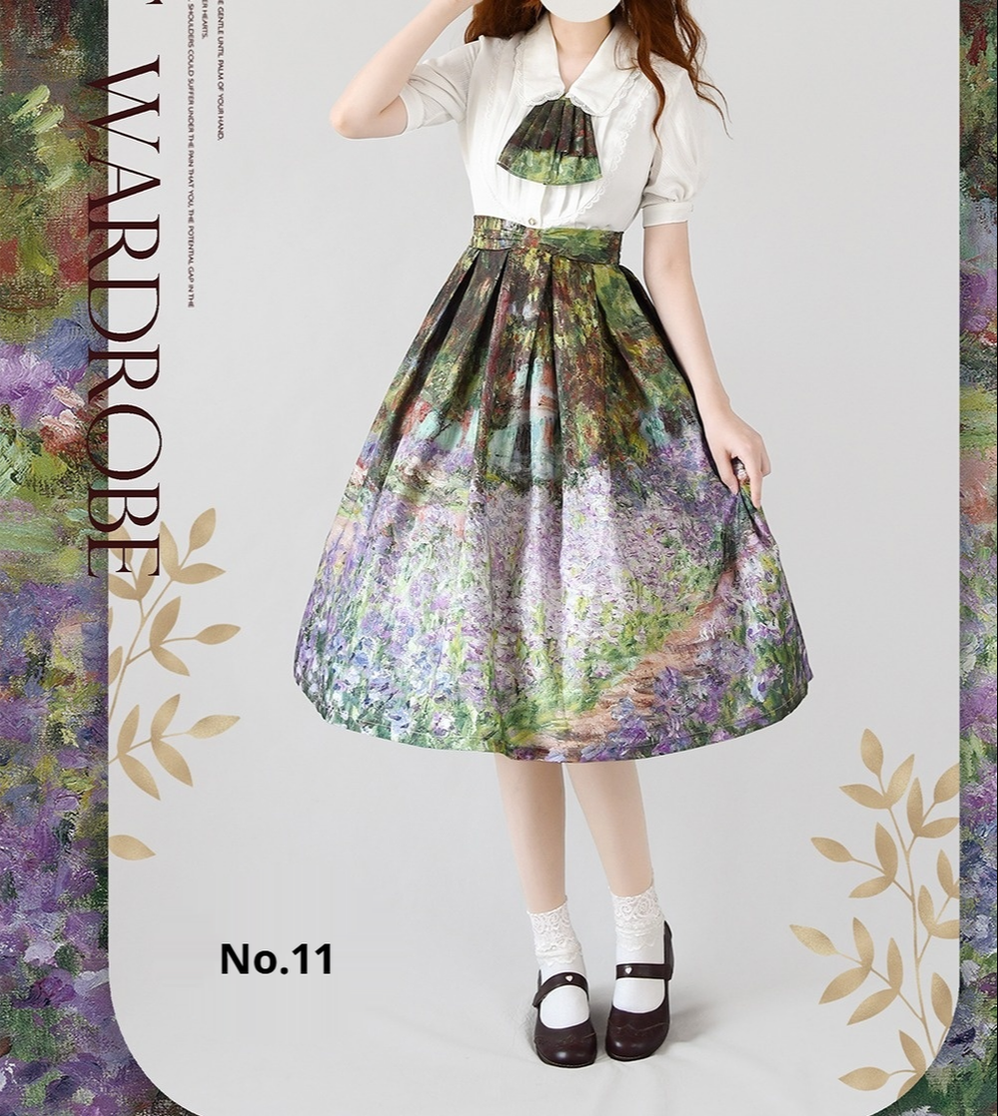 Forest Wardrobe - Daily Lolita SK, Retro Classic Monet Oil Painting (2XL L M S XL / No.11) 3032:648816