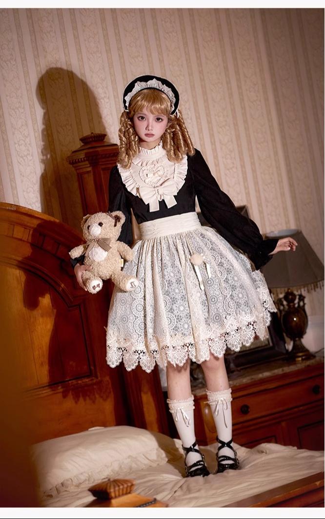 With PUJI~Twilight Choir~Twin Lolita OP Suit Loose Version Dress with Apron