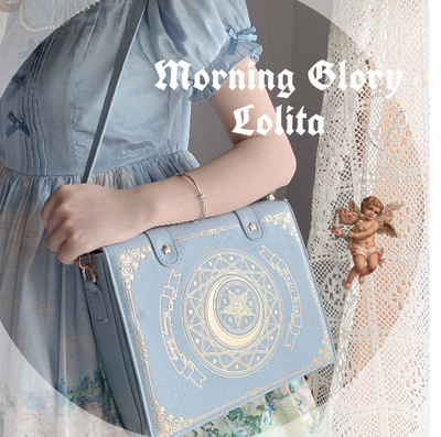 Morning Glory~The Star-Moon Grimoire~Sweet Lolita Crossbody Clamshell bag blue (small)  