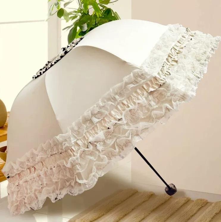 Foldable Lolita Parasol, Floral and Embroidery Detail 45591:855823