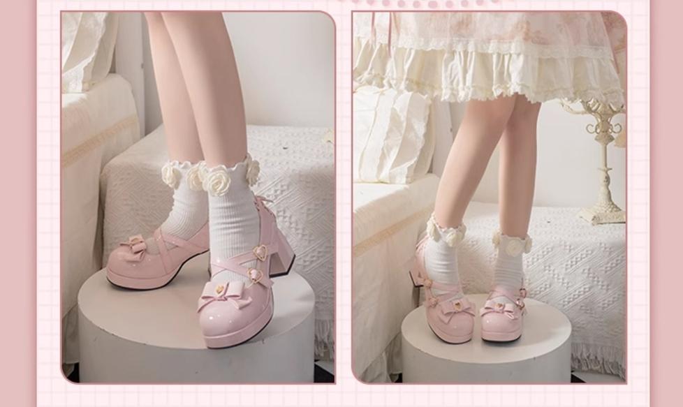 Milk Bun Bunny~Sweet Lolita High Heel Bow Princess Lolita Shoes