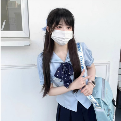 (BFM)KYOUKO~ Sweet Blouse Short Sleeve Sailor Collar Shirt   