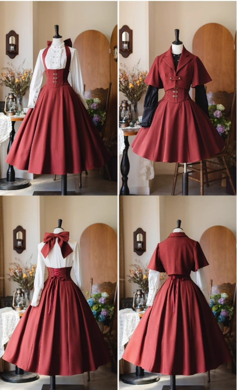 Forest Wardrobe - Vintage Lolita Fishbone Halter SK, Autumn Jacket 39620:634406