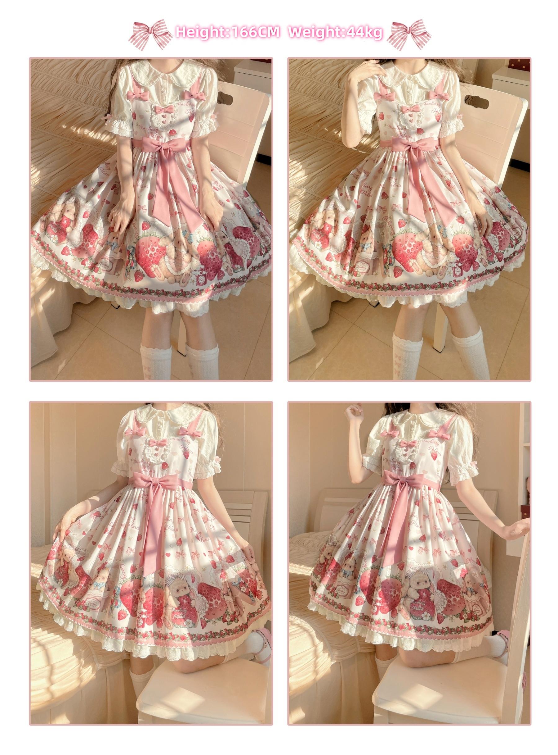 Polaris Lolita - Rabbit Berry Gift Box - Sweet Pink Lolita JSK Dress, Bunny & Straberry Print 44382:806025