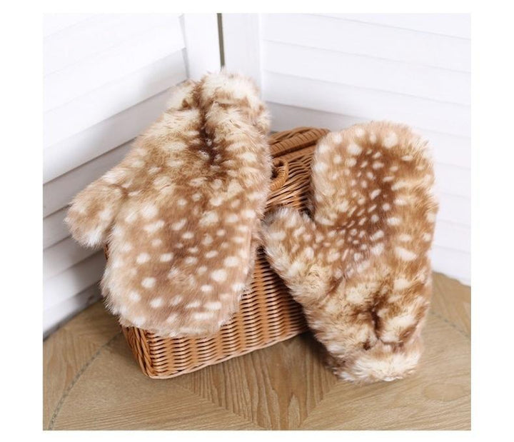 Xiaogui~Deer Spot~Christmas Kawaii Lolita Gloves Japanese Plush Winter Gloves   