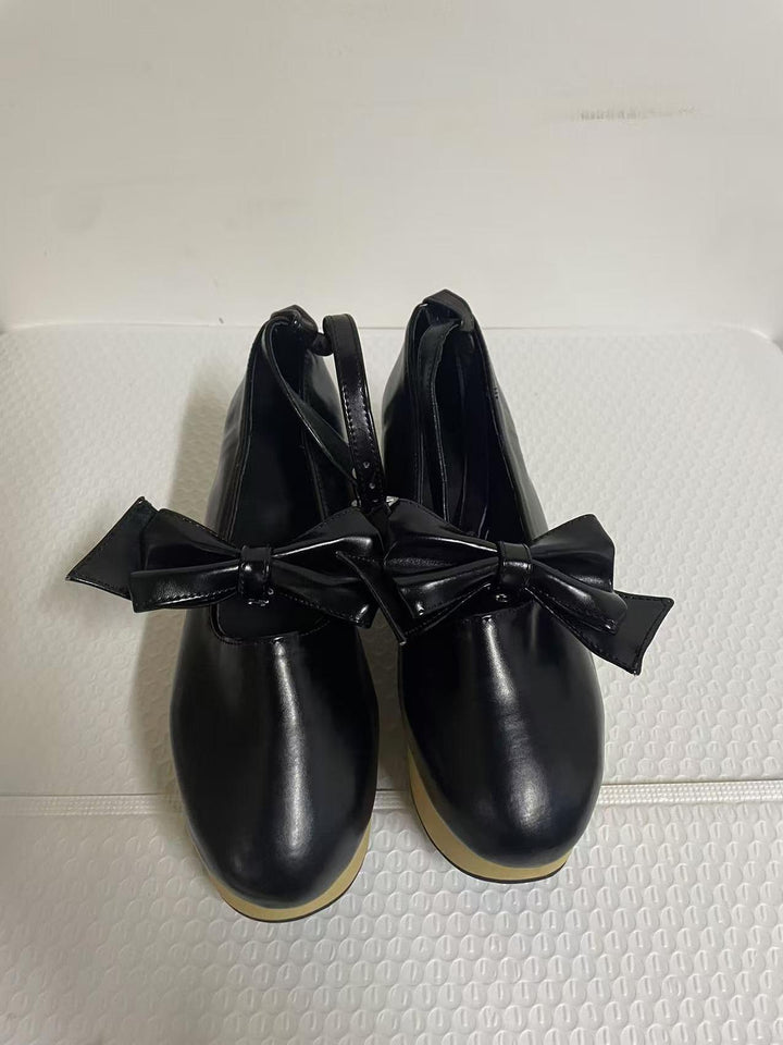 42Lolita Clearance Items Collection #15-Black platform bow shoes - size 41