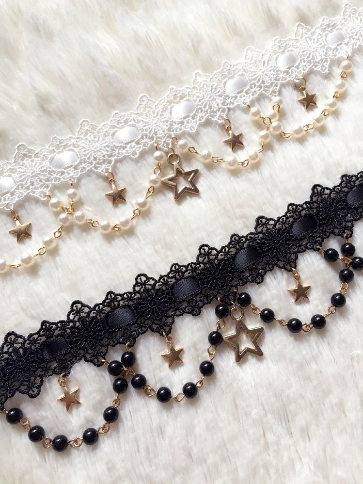 Whisper of Stars - Vintage Lolita Black OP Dress, Constellation-Themed (L M S) 4556:818983