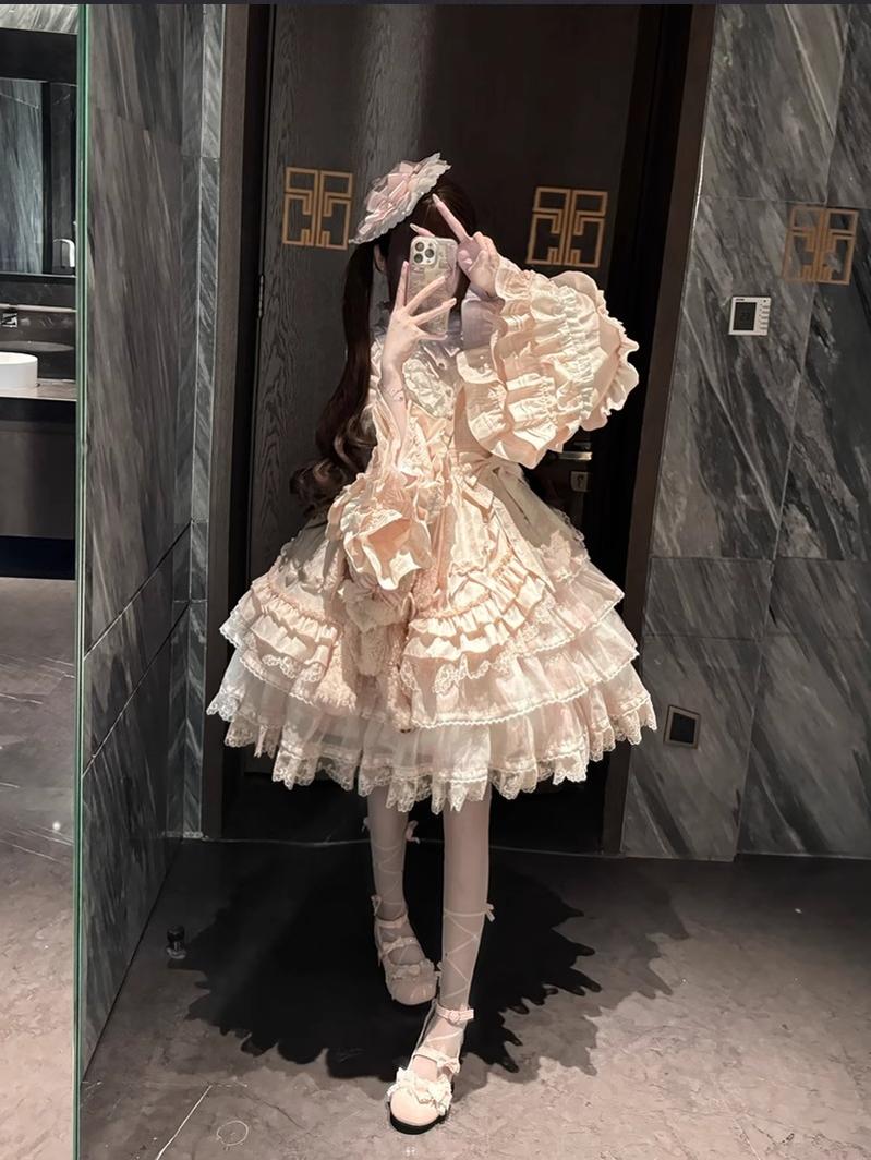 Buling Moon - Solo Puppet - Sweet Lolita OP Dress with Princess Long Sleeves