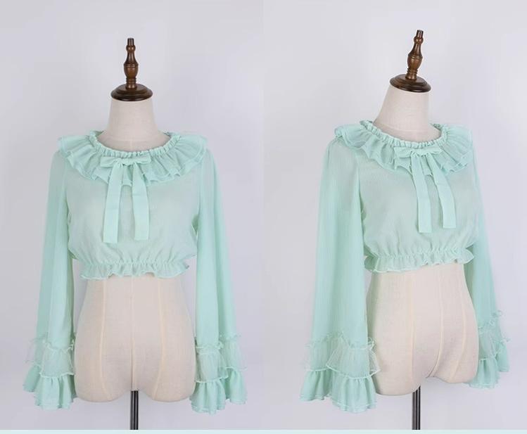 Sakurada Fawn - Plus Size Lolita Blouse Cheese Chocolate Long Sleeve