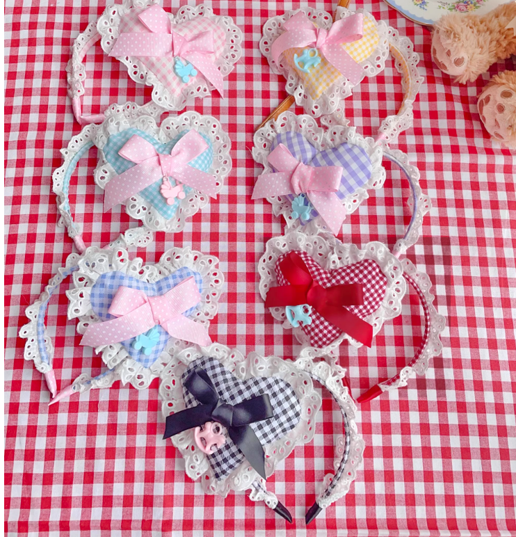 Fluff Mollie - Sweet Lolita Plaid Heart Shaped KC Multicolor blue