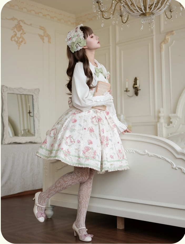 Hydrangea Tea Party - Classic Lolita Bust Supporting JSK, Mutton Sleeve Shirt