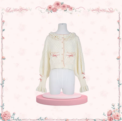 Flower and Pearl Box~Rose Garden~Elegant Lolita Dress Bridal Floral Dress XS Cardigan (beige): Rose cardigan 